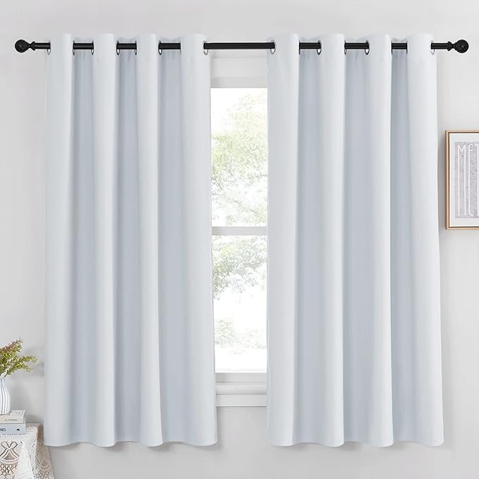 NICETOWN Room Darkening Curtain for Bedroom - (Greyish White/Silver Grey Color) Solid Thermal Insulated Blind Room Darkening Drape/Drapery for Windows,52x63 inches, 1 Pack by NICETOWN