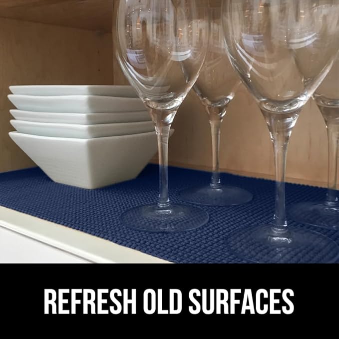 GORILLA GRIP powerGRIP Drawer Shelf and Cabinet Liner, Thick Strong Hold, Non-Adhesive Liners Protect Kitchen Cabinets and Cupboard, Bathroom Drawers, Easy Install, Breathable Mat, 20" x20', Navy Blue - Image 4