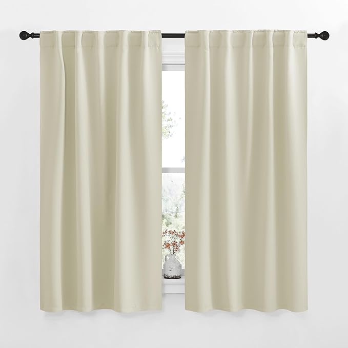 NICETOWN RV Curtains for Camper Windows - (Beige Color) 42x50 Inch, 2 Panels Set, Thermal Insulated Room Darkening Blackout Drapes/Draperies with Rod Pocket & Back Tab for Half Window - Image 2