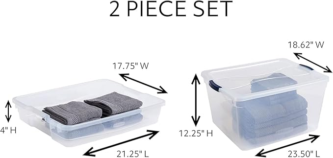 Rubbermaid Cleverstore 74 Qt Clear Storage Bins with Lids and Nesting Tray, 4-Pack, Stackable, BPA-Free, Made in USA - Image 2