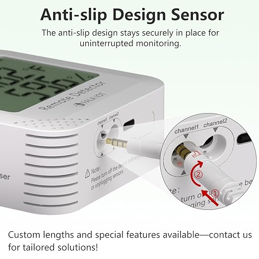 External Flat Temperature & Humidity Sensor Probe – Waterproof, (-40°F to 194°F, 0 to 100% RH), 3.2ft Length for Greenhouse, Farm, Freezer & Industrial Use, Only for FALA IOT Detector - Image 4