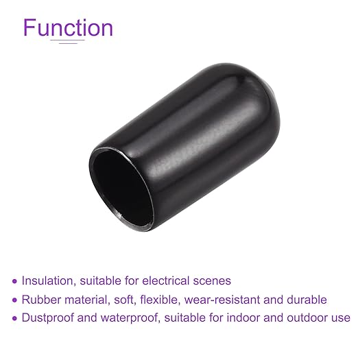 DMiotech 100 Pack 7.5mm ID Black Screw Thread Protectors Rubber End Caps Bolt Covers for Screw Bolt Furniture Pipe - Image 5