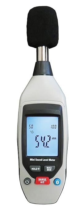 Sper Scientific Decibel Meter 850019 w/Bluetooth, Sound Level Meter 35 to 130 dB, SPL Meter A/C Weighted, Dual Range, Max/Min & Data Hold, Compact Audio Noise Measuring Device, Large Backlit Display by SperScientific