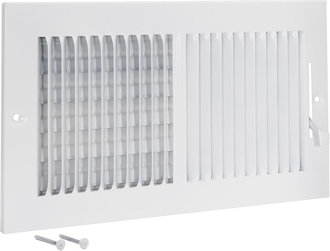 EZ-FLO 12 x 6 Inch (Duct Opening) Air Vent Cover for Wall or Ceiling, Two-Way Ventilation Register, Solid Steel HVAC Register Cover, White, 61612 by EZ-FLO