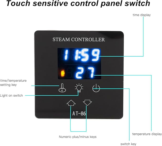 at Series steam Bath Generator AT-86 Controller, Sauna Heater Temperature Controller, Touch Screen Temperature Controller, Sauna Control Panel, Sauna Accessories - Image 3
