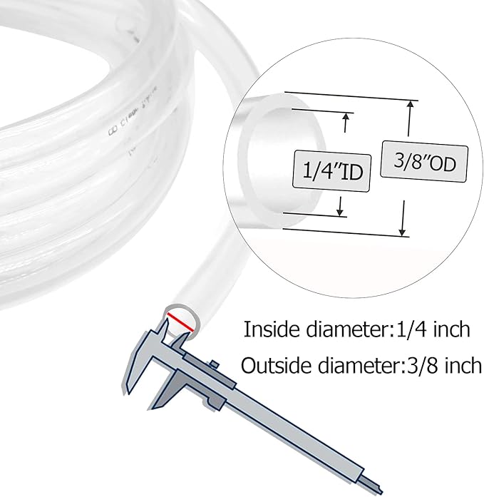 1/4’’ ID × 3/8’’ OD - 50 ft Clear Plastic Vinyl Tubing, Flexible PVC Hose Lightweight Non-Toxic vinyl Tube for Transfer Water Air Oil - Image 2