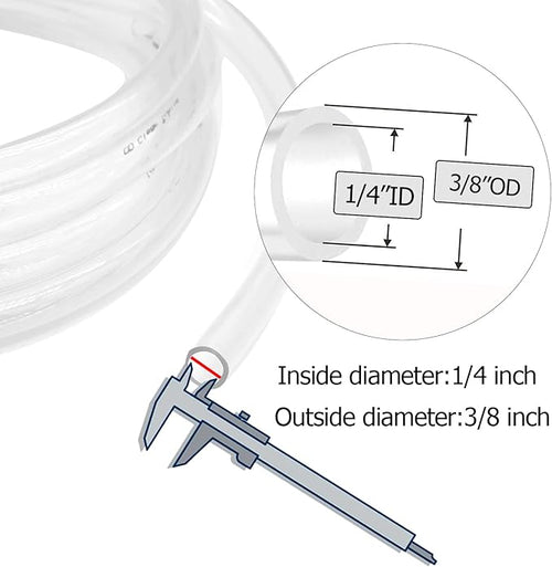 1/4’’ ID × 3/8’’ OD - 10 ft Clear Plastic Vinyl Tubing, Flexible PVC Hose Lightweight Non-Toxic vinyl Tube for Transfer Water Air Oil - Image 2