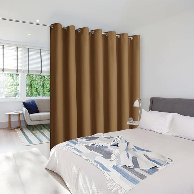 NICETOWN Wall Dividers for Rooms, Room Divider Curtain Screen Partitions, Vertical Blind for Sling Door, Blackout Window Curtains Privacy for Patio (Gold Brown, Single Panel, 9ft Tall x 8.3ft Wide) by NICETOWN