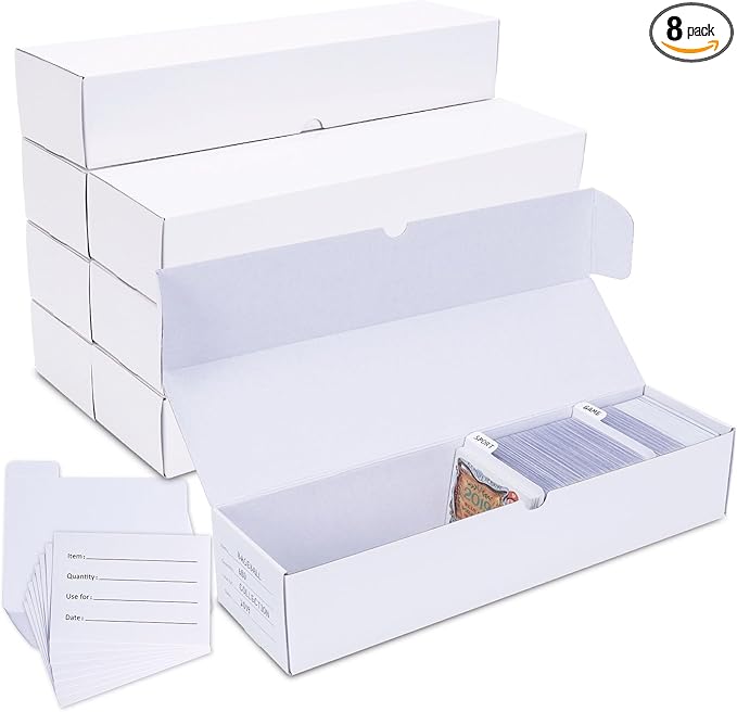 Trading-Card Storage Box, 8-Pack • 1000 Count Corrugated Cardboard Storage Box with dividers & labels for TCG/Magic/Mtg storage and Collection, 14.4 INCH Horizontal by Leyzan