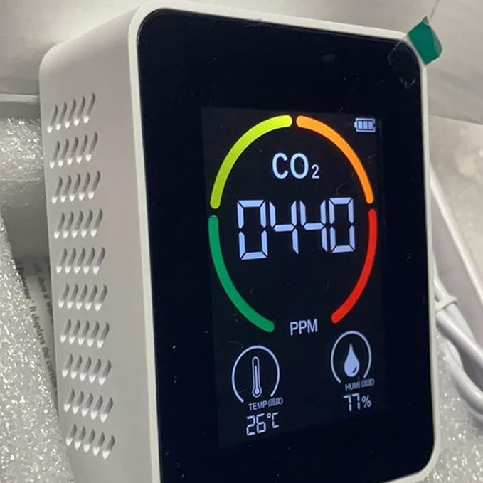 Fydun Air Quality Monitor Indoor, 5 in 1 Detector Portable Battery Operated Carbon Dioxide HCHO TVOC Temp Humi for Home, Grow Tent, Wine Cellar, Car - Image 2