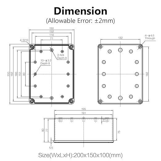 LeMotech IP67 Waterproof Junction Box ABS Plastic Project Box Dustproof Electrical Box Outdoor Enclosure for Electronics DIY Case Gray 7.9X 5.9X 3.9 inch (200x 150x 100 mm) - Image 6
