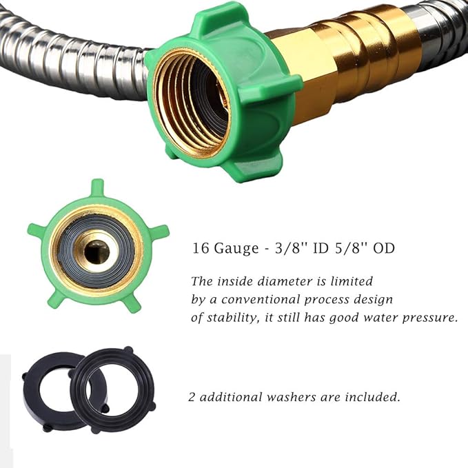 Beaulife 304 Stainless Steel Metal Garden Hose Connector 5 Feet Short Garden Water Hose Extension Extender, Drinking Water Hose Lead and BPA Free - Image 3