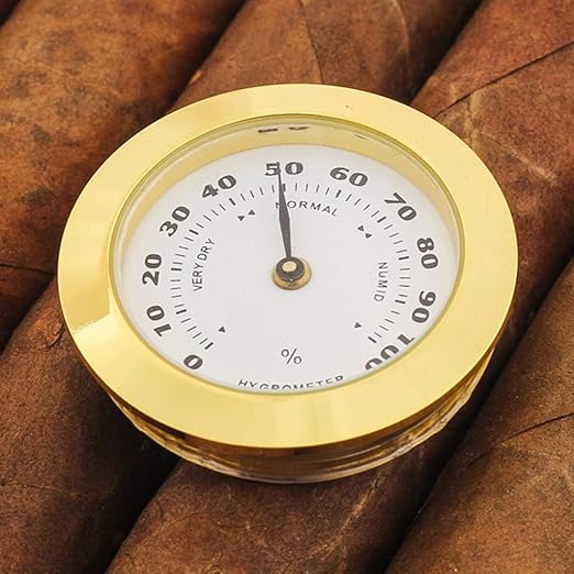 Golden Upgraded Hygrometer Humidity Meter Mini 38mm Round Glass Analog Hygrometers Suitable for Humidors Guitar Violin,Thermometer Hygrometers for Weather Hygrometer with Probe - Image 6