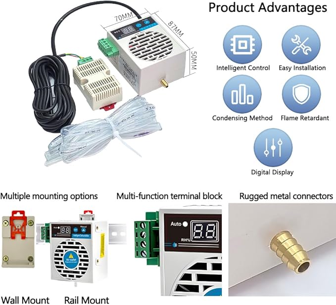 Auto Small Dehumidifier for Grow Tent/Electric Box/Storage Cabinet/Closet/Safes, Smart Dehumidification Kit Eliminates Moisture for Confined Space With Humidity Control, AC/DC 85-265V, Auto Shut Off - Image 3