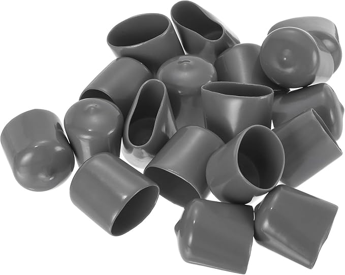 uxcell 20pcs Rubber End Caps 23mm ID Vinyl PVC Round Tube Bolt Cap Cover Screw Thread Protectors Dark Grey - Image 4