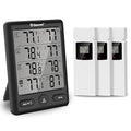 Geevon Indoor Outdoor Thermometer Wireless with 3 Remote Sensors, Digital Hygrometer Thermometer, Wireless Temperature Humidity Monitor Gauge with 200FT/60M Range (Black) by GEEVON