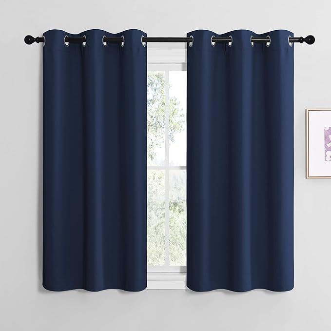 NICETOWN Blackout Curtain Panels, Window Treatment Energy Saving Thermal Insulated Solid Grommet Blackout Drapes/Draperies (Navy, 1 Pair, 42 by 50-inch) by NICETOWN