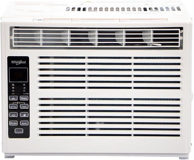 Whirlpool 8,000 BTU Window Air Conditioner with Dehumidifier, 115V, Window AC for Rooms up to 350 Sq. Ft., Living Room, Bedroom, or Apartment, with 3 Speeds, Remote Control, and 24H Timer, White by Whirlpool