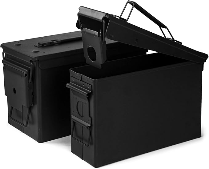 GUGULUZA Metal Ammo Can 30/50 Cal, Lockable Bullet Storage Case, Waterproof & Airtight Containers Box with Flip Top for Long-Term Storage Shotgun, Rifles, Pistols Ammunition by GUGULUZA