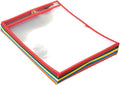 Amazon Basics Heavy Duty Dry Erase Job Ticket Holders, Document Protectors with Clear Plastic Film and Multicolored Fabric Edge, 8.5" x 11", Pack of 25 by AmazonBasics