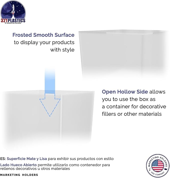 Frosted Acrylic Display Box Versatile 5 Sided Pedestal No Lid 7.75" x 7.75" x 6" Opaque Merchandise Storage Bin Retail Product Riser One Open Side by Marketing Holders - Image 5