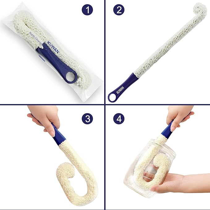 KUWAN Bottle Cleaning Brush Multi-Function Household Tools Flexible Bottle Scourer for Some Decanters, Goblets, Glasses, Cups (Long 3pcs) - Image 6