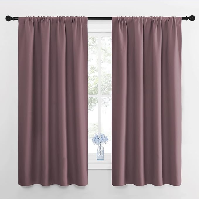 NICETOWN Blackout Curtains for Living Room, Darkening Window Curtain Panels, Easy-Care Solid Thermal Insulated Draperies/Drapes for Daughter Room (Dry Rose, 2 Panels, 42 by 63) by NICETOWN