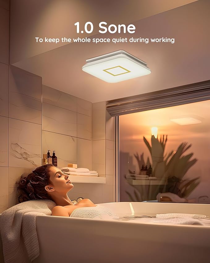 Fitop Bathroom Fan with Light,110CFM 1.0 Sones 1200lm LED Light 3000K/4000K/5000K Selectable,120V 43W Quiet Bathroom Ventilation Exhaust Fan for Shower/Restroom/Office/Home(gold) - Image 4