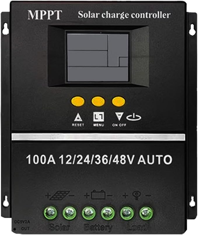 100A MPPT Solar Charge Controller, 12/24/36/48V, LCD Display, Dual USB, Black - Image 5