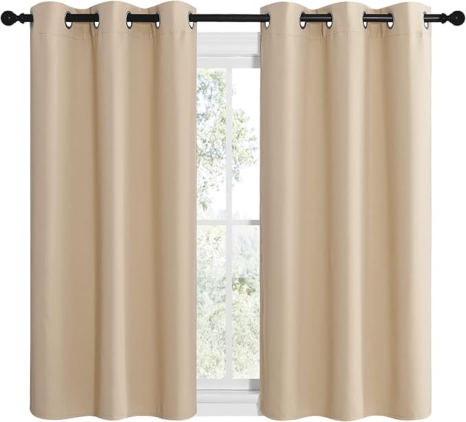 NICETOWN Room Darkening Draperies Window Curtain Panels, Thermal Insulated Grommet Room Darkening Curtains for Bedroom (Biscotti Beige, 2 Panels, W42 x L50 -inch) - Image 2
