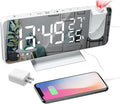 Projection Digital Alarm Clock for Bedrooms, Clock Radio on Ceiling, USB Charger Port, Temperature & Humidity Display, 7.3” Large Mirror LED Display,12/24H,Snooze,Dual Loud Alarm Clock- 4 Dimmer by Hanaix