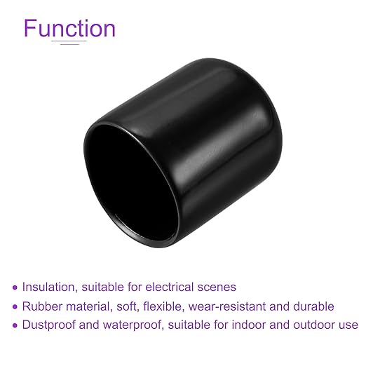 DMiotech 20 Pack 3/4" ID Black Screw Thread Protectors Rubber End Caps Bolt Covers for Screw Bolt Furniture Pipe - Image 5