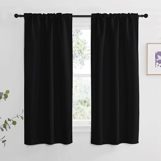 NICETOWN Halloween Blackout Curtains Window Panel Drapes - (Black Color) W34 x L63, Double Panels, Home Decoration Light Blocking Thermal Insulated Rod Pocket & Back Loop Draperies for Living Room - Image 2