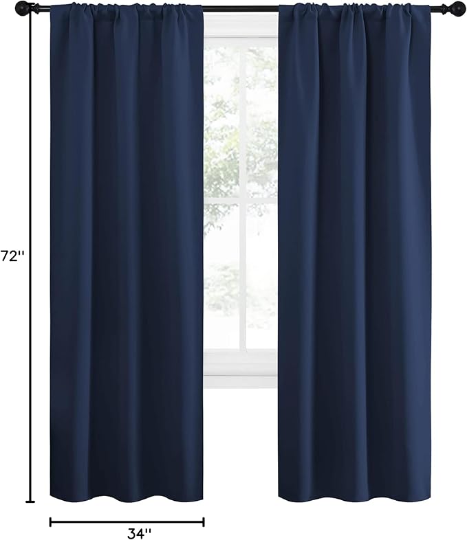 NICETOWN Blackout Curtains for Living Curtains, Home Decorations Thermal Insulated Solid Pole Top Blackout Drapes for Living Room (Navy, 1 Pair, 34-inch W x 72-inch L) - Image 10