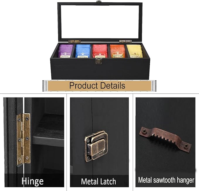 Wall Mounted Wooden Collectible Display Case 5 Shelf Display Storage Accessories Display with Acrylic Door, Sunglass Display Cabinet, Wall Shadow Box, Shelf Thimble Display Case (Black) - Image 6