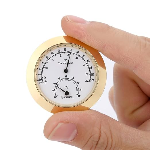 Thermometer Hygrometer, Temperature Humidity Monitor for Indoor Outdoor Instruments (Gold) Hygrometer For Cigar Humidor Humidor Hygrometer Humidor Cigar Box Acoustic Guitar Hygrometer - Image 2