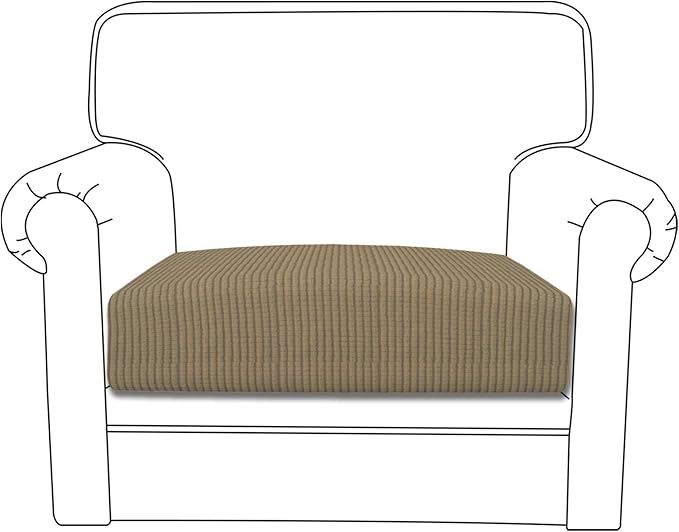 Easy-Going Stretch Chair Cushion Cover Sofa Cushion Furniture Protector Sofa Seat Sofa Slipcover Sofa Cover Soft Flexibility with Elastic Bottom(Chair Cushion, Tan) by Easy-Going