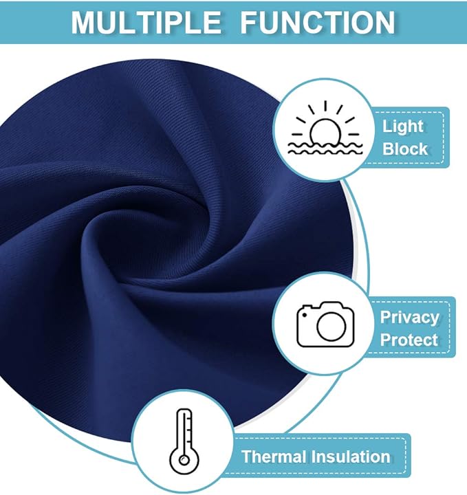 RYB HOME Extra Wide Blackout Curtain Blind Wall Panel, Energy Efficiency Privacy Screen Partitions for Cabinet/Workspace/Basement/Shelves, Wide 100 inch x Long 84 inch, Navy Blue, 1 Panel - Image 6