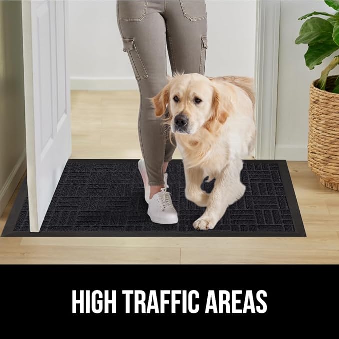 GORILLA GRIP 100% Waterproof All-Season WeatherMax Doormat 35x23, US Designed Natural Rubber, Stain and Fade Resistant, Low Profile Indoor Outdoor Door Mats, Easy Clean Patio Mat, Midnight Maze - Image 6