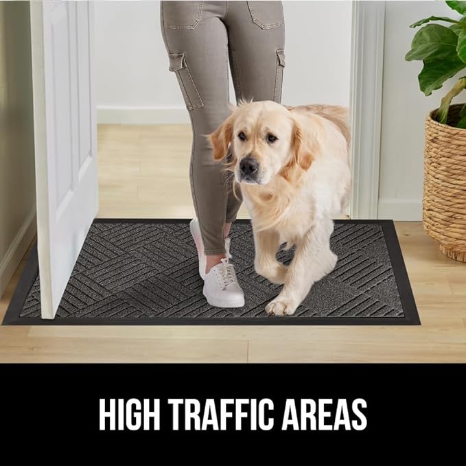 GORILLA GRIP 100% Waterproof All-Season WeatherMax Doormat, 60x24, US Designed Natural Rubber, Stain and Fade Resistant, Low Profile Indoor Outdoor Door Mats, Easy Clean Patio Mat, Gray Diamond - Image 7