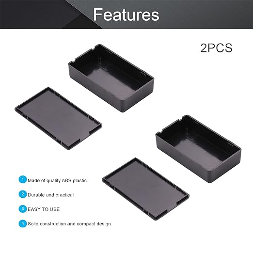 Fielect Dustproof Electronic Junction Box Plastic Enclosure Project Box for Electronic Projects ABS Black, 3.35 x 1.97 x 0.83 inch - Image 3
