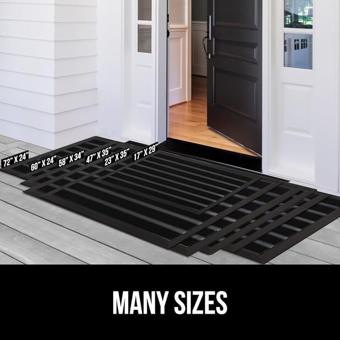 GORILLA GRIP 100% Waterproof All-Season WeatherMax Doormat US Designed Natural Rubber, Stain and Fade Resistant, Low Profile Indoor Outdoor Door Mats, Easy Clean Patio Mat, 23x35, Black Stripe - Image 8