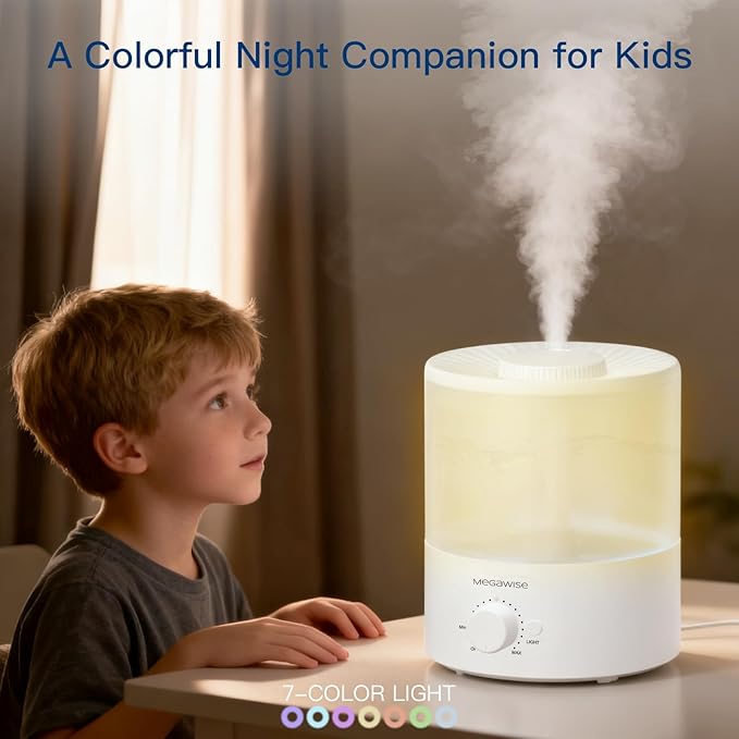 MEGAWISE 1.5L Cool Mist Humidifier for Bedroom, Home, Office, and Plants, Essential Oil Diffuser with Adjustable Mist Output, 25dB Quiet Ultrasonic, Up to 10 Hours, Easy to Clean - Image 4