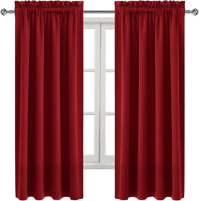 DWCN Burgundy Room Darkening Blackout Curtains - Thermal Insulated Privacy Energy Saving Window Curtain Drapes 42 x 63 inch Length, Set of 2 Bedroom Living Room Curtains - Image 9