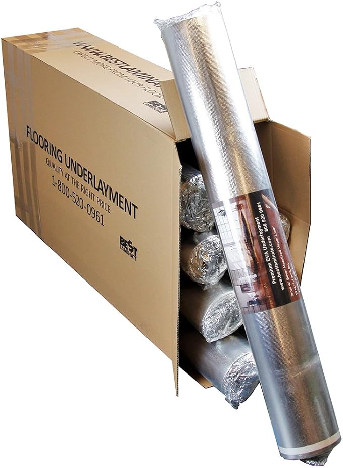 Vapor Barrier Flooring Underlayment - 3in1 Silent Padding - 2mm w/Overlap and Tape Attached - IIC 65 - Bestlaminate 100 sf/roll - Image 4