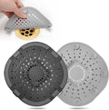 Hair Catcher Square Silicone Hair Stopper Shower Drain Hair Catcher with Suction Cup Easy to Install and Clean Suit for Bathroom Bathtub and Kitchen(Upgraded Strong Suction 2 Pack(Traffic Black Grey) by Bovinde