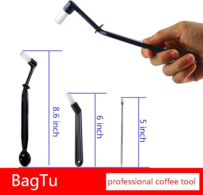Coffee Machine Cleaning Brush with Spoon Tool Set for Espresso Machine Group Head,Pack of 3,Black - Image 5
