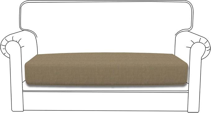 Easy-Going Stretch Loveseat Cushion Cover Sofa Cushion Furniture Protector Sofa Seat Sofa Slipcover Sofa Cover Soft Flexibility with Elastic Bottom(Loveseat Cushion, Tan) by Easy-Going