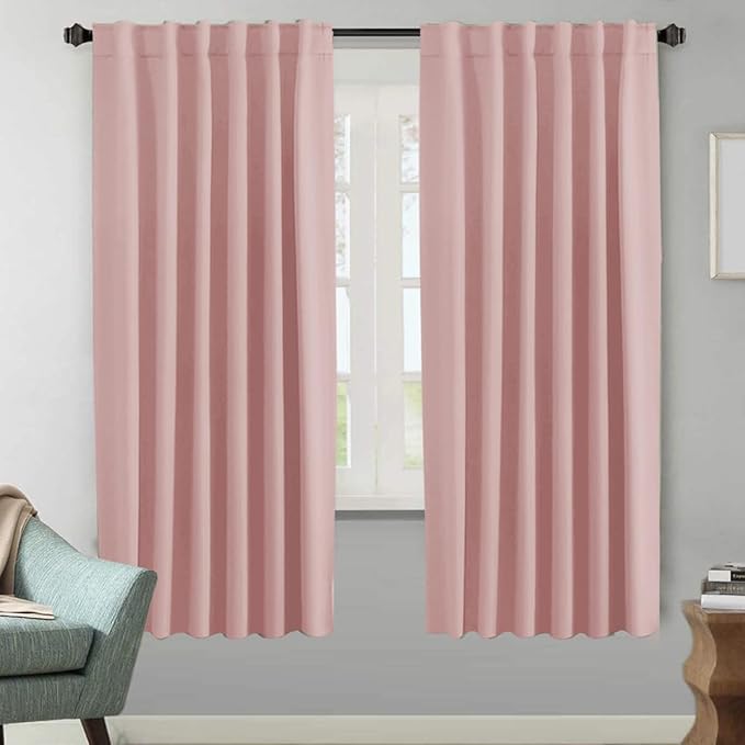H.VERSAILTEX Blackout Curtains Thermal Insulated Window Treatment Panels Room Darkening Blackout Drapes for Living Room Back Tab/Rod Pocket Bedroom Draperies (2 Panels, Baby Pink, 52 x 72 Inch) by HVERSAILTEX