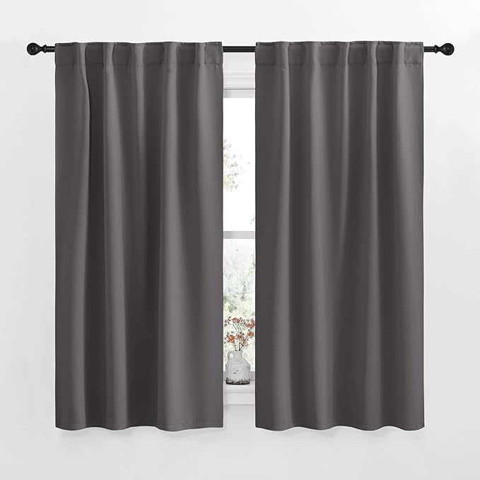 NICETOWN Blackout Curtain Panels for Living Room - (Grey Color) 42x63 Inch, 2 Panels Set, Thermal Insulated Room Darkening Blackout Drapes/Draperies with Rod Pocket & Back Tab for Window by NICETOWN